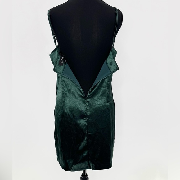 Lulus Simply Sultry Forest Green Satin Short‎ Mini Camisole Slip Dress, Size L - Picture 7 of 16